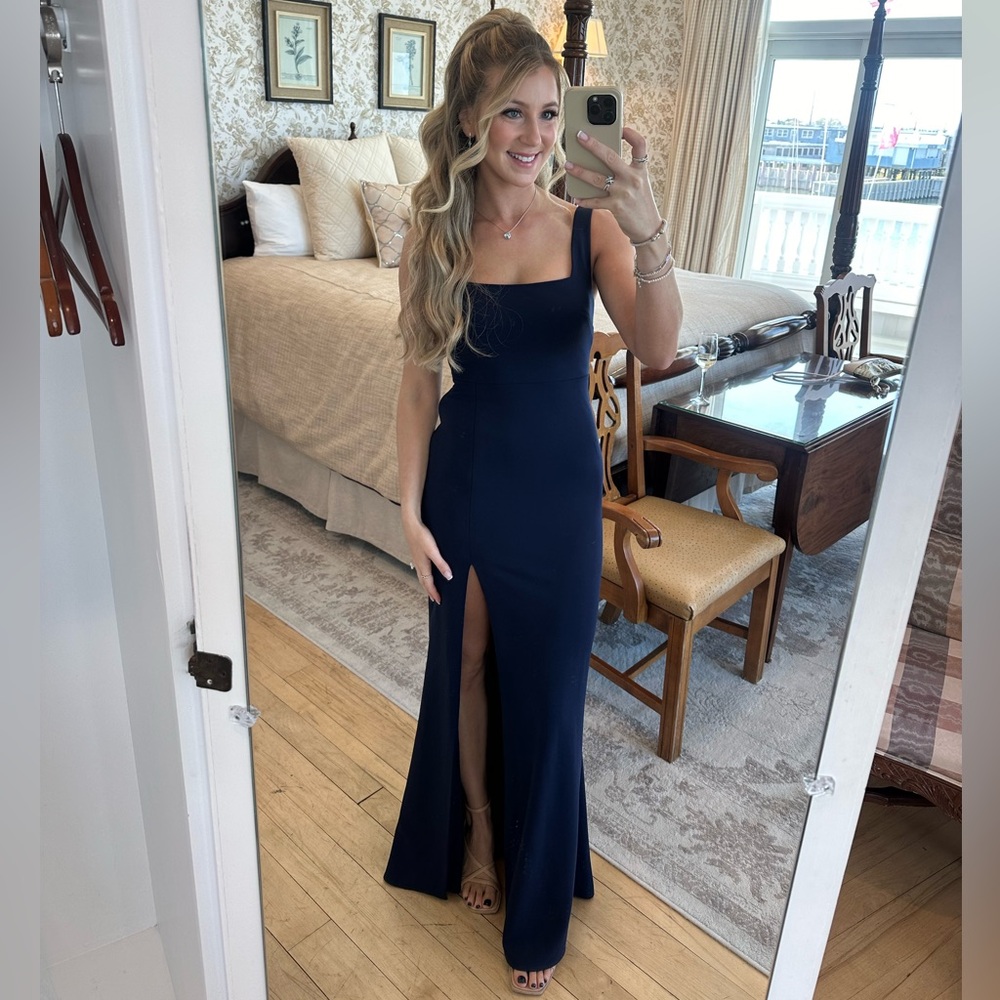 BHLDN Blake Square-Neck Stretch Crepe Maxi Dress